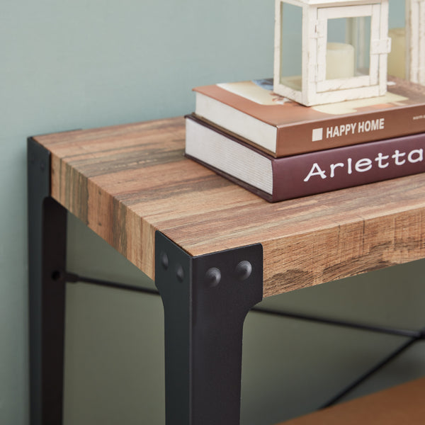 Danya B Modern Industrial Console Table In Distressed Wood Finish With Metal