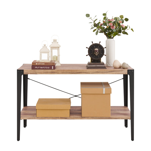 Danya B Modern Industrial Console Table In Distressed Wood Finish With Metal