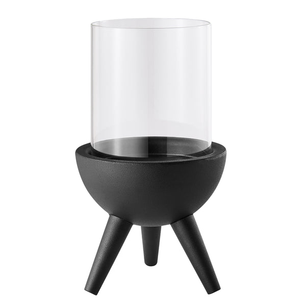 Danya B Molta Modern Black Metal Bold Pedestal And Glass Pillar Votive Candle Holder