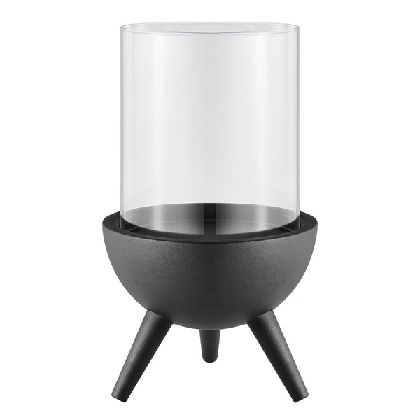 Danya B Molta Modern Black Metal Bold Pedestal And Glass Pillar Votive Candle Holder
