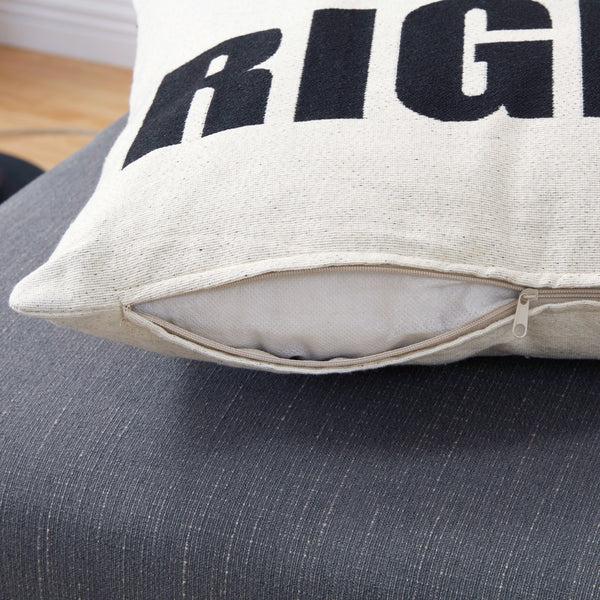 Danya B Mr. Right White Cotton Jacquard Printed Decorative Toss Throw Accent Pillow