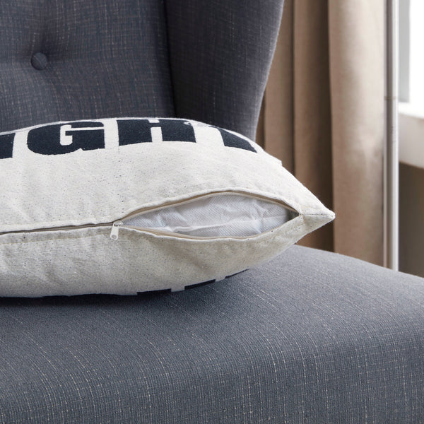 Danya B Mrs. Always Right White Cotton Jacquard Printed Decorative Toss Throw Accent Pillow