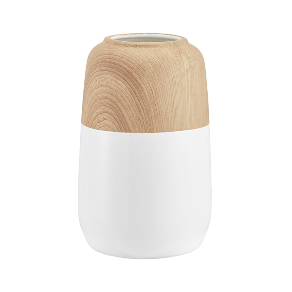 Danya B Nora Burk Contemporary Two Tone Cylindrical Tabletop Vase - White And Beech