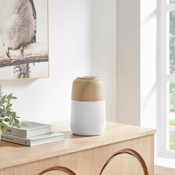 Danya B Nora Burk Contemporary Two Tone Cylindrical Tabletop Vase - White And Beech