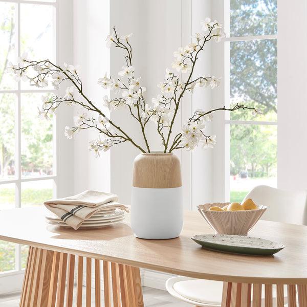 Danya B Nora Burk Contemporary Two Tone Cylindrical Tabletop Vase - White And Beech