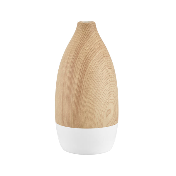 Danya B Nora Flask Teardrop Contemporary Two Tone Tabletop Vase - White And Beech