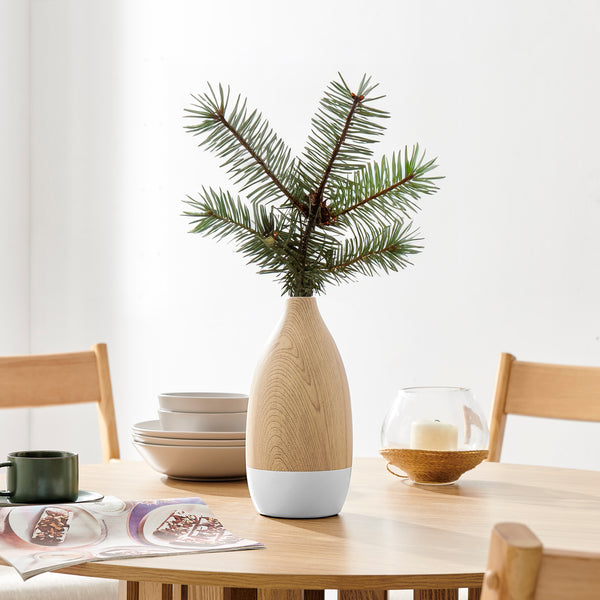 Danya B Nora Flask Teardrop Contemporary Two Tone Tabletop Vase - White And Beech