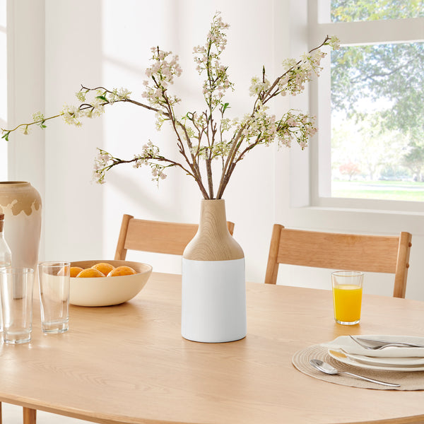 Danya B Nora Kanna Bottle Contemporary Two Tone Tabletop Vase - White And Beech