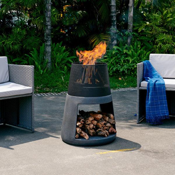 danya b Outdoor Conic Wood Burning Faux Stone Fire Pit