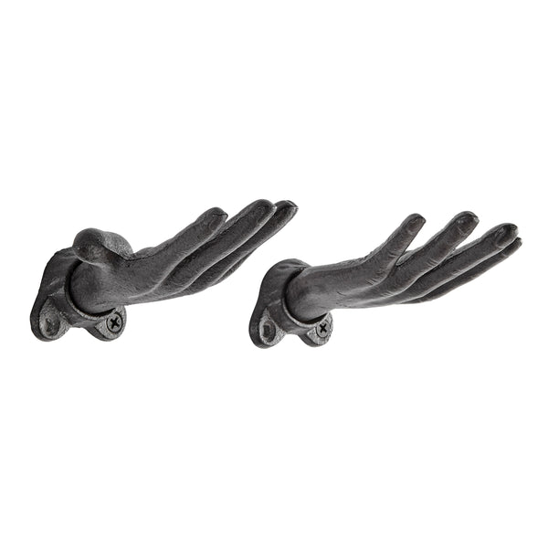 Danya B "Palms Up" Dark Brown Cast Iron Wall Mount Hook Set (Set Of 2)