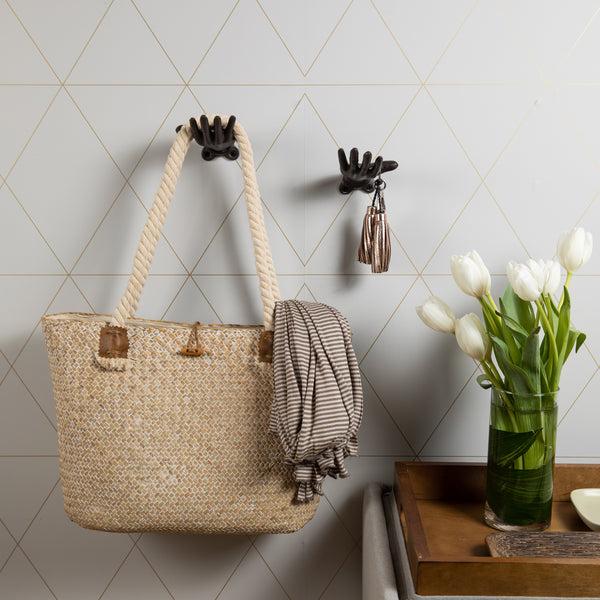 Danya B "Palms Up" Dark Brown Cast Iron Wall Mount Hook Set (Set Of 2)