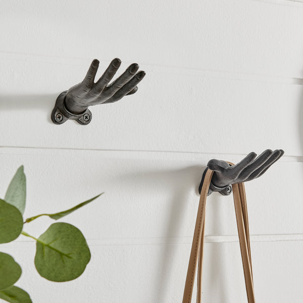 danya b "Palms Up" Dark Brown Cast Iron Wall Mount Hook Set (Set of 2)