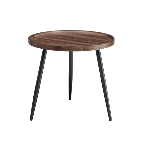 Danya B Paxton Raised Lip Edge Side Table With Modern Black Metal Taper Legs - Round