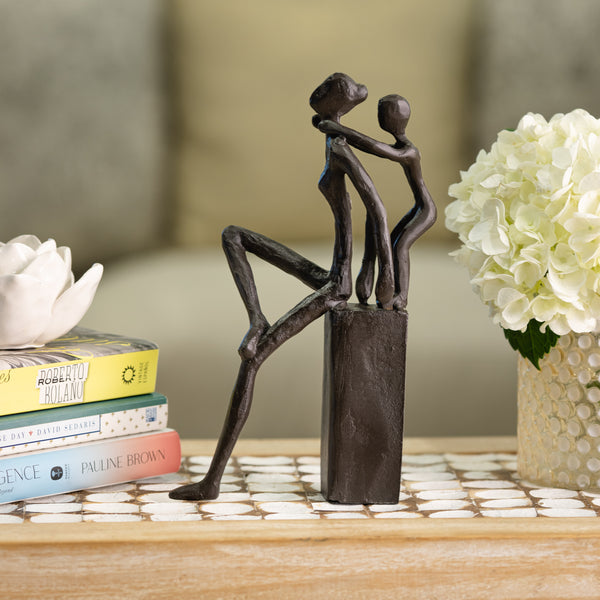 danya b Playful Mother and Child Cast Iron Sculpture