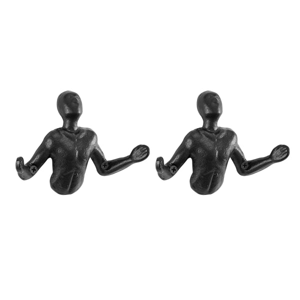 Danya B Protruding "Palms Up" Cast Iron Decorative Black Wall Mount Hooks (Set Of 2)