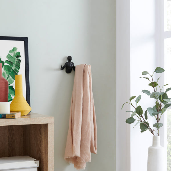 Danya B Protruding "Palms Up" Cast Iron Decorative Black Wall Mount Hooks (Set Of 2)