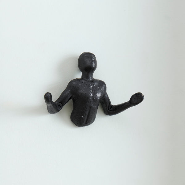 Danya B Protruding "Palms Up" Cast Iron Decorative Black Wall Mount Hooks (Set Of 2)