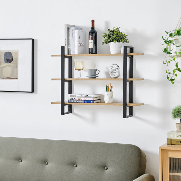 Danya B Rio Three Tier Floating Bracket Wall Shelf - Chestnut