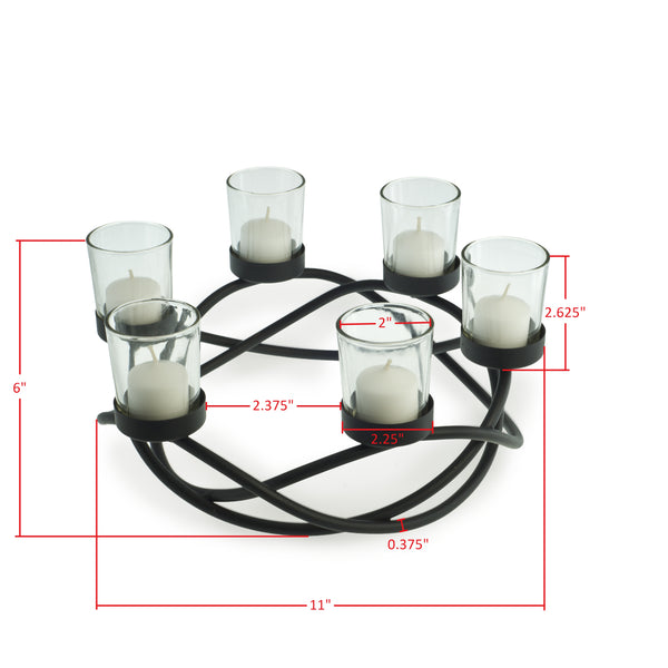 Danya B Round Waves Glass And Iron 6 Votive Candles Holder