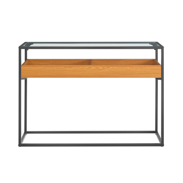 Danya B Saarinen Two-Level Modern Sunken Glass Display Shelf Rectangle Console Table