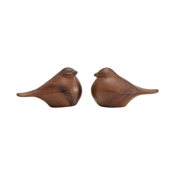 Danya B Sanger Set Of 2 Modern Abstract Walnut Finish Tabletop Bird Sculpture Figures