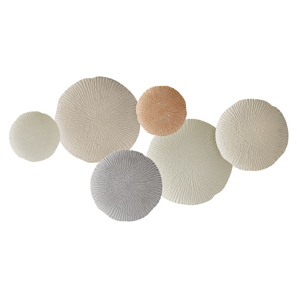 Danya B Savanna Multi-Color Earth Toned Textured Connected Circle Plate Abstract Metal Wall Art