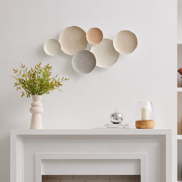 Danya B Savanna Multi-Color Earth Toned Textured Connected Circle Plate Abstract Metal Wall Art