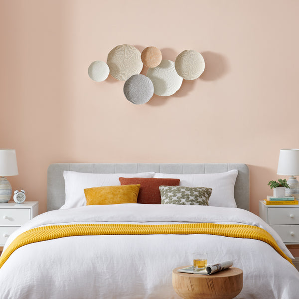 Danya B Savanna Multi-Color Earth Toned Textured Connected Circle Plate Abstract Metal Wall Art