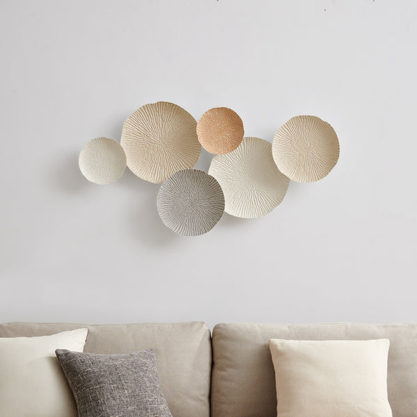 danya b Savanna Multi-Color Earth Toned Textured Connected Circle Plate Abstract Metal Wall Art