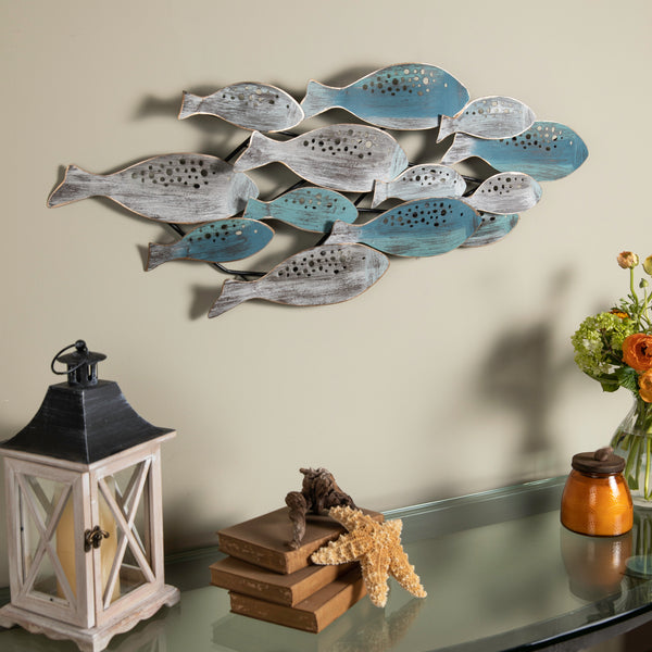 Danya B School Of Fish Modern Metal Wall Art Perfect For Coastal Nautical Beach Or Boat Décor