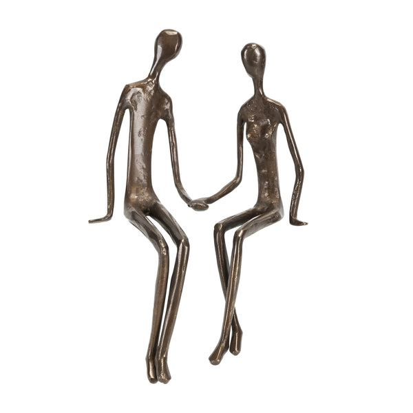 Danya B Sitting Couple Cast Bronze Ledge Hanging Sculpture