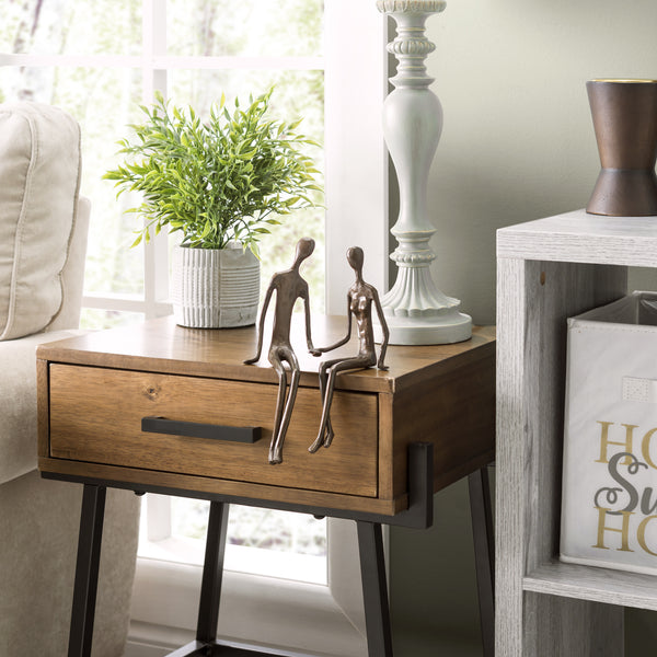 Danya B Sitting Couple Cast Bronze Ledge Hanging Sculpture