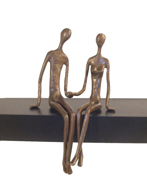 Danya B Sitting Couple Cast Bronze Ledge Hanging Sculpture