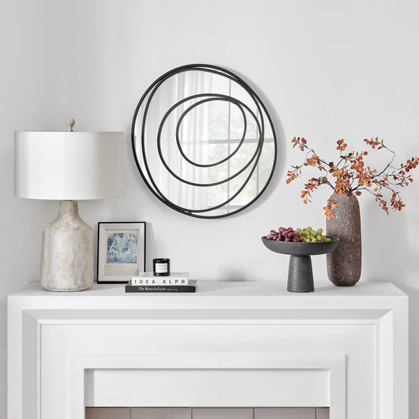 Danya B Sonya 25.5-inch Contemporary Continuous Circles Wall Mirror With Black Iron Accents
