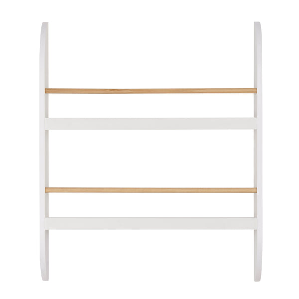 Danya B Steiner White Rounded Contemporary 2-Tier Kids Book Or Magazine Storage Wall-Mount Bookcase With Contrasting Wood-toned Rods
