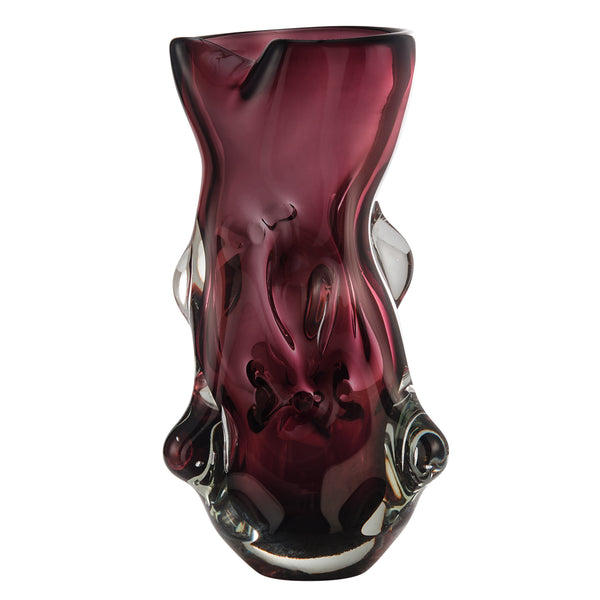 Danya B Sylvan Nodular Avant-Garde Sculpted Glass Grape Burgundy Purple Tabletop Vase