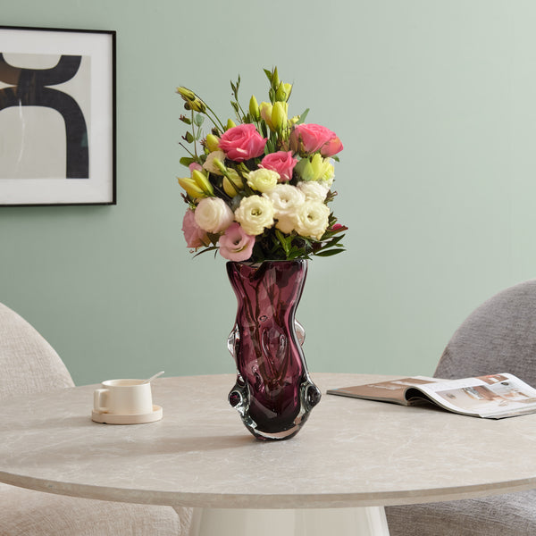 Danya B Sylvan Nodular Avant-Garde Sculpted Glass Grape Burgundy Purple Tabletop Vase