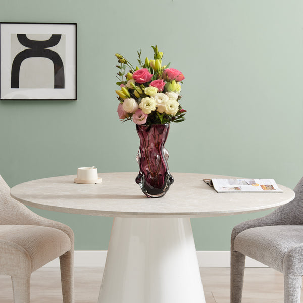 Danya B Sylvan Nodular Avant-Garde Sculpted Glass Grape Burgundy Purple Tabletop Vase