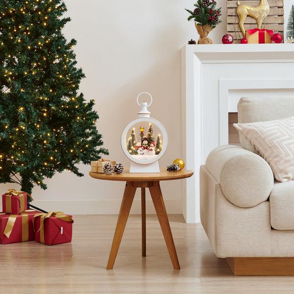 danya b Tabletop White Christmas Holiday Winter Snowman Scene Diorama Lighted Lantern Decoration - Oval