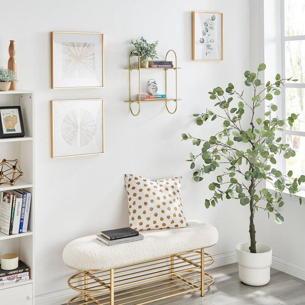 Danya B Two-Tier Warm Gold Metal Hanging Bracket Wall Mounted Shelf