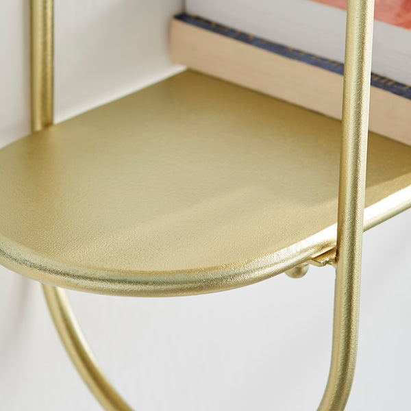 Danya B Two-Tier Warm Gold Metal Hanging Bracket Wall Mounted Shelf