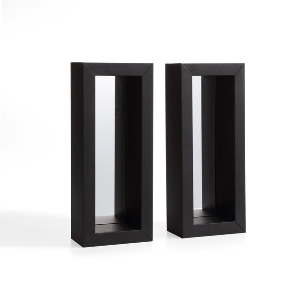 Danya B Vertical Mirror Pillar Candle Wall Sconces With Metal Frame (Set Of 2)