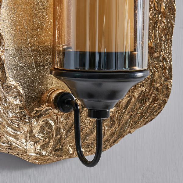 Danya B Vivien 14" Abstract Gold Wall Candle Sconce With Glass Hurricane
