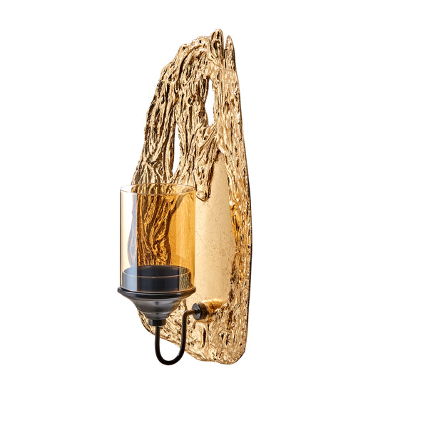 Danya B Vivien 14" Abstract Gold Wall Candle Sconce With Glass Hurricane