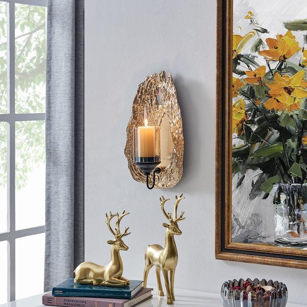 danya b Vivien 14" Abstract Gold Wall Candle Sconce with Glass Hurricane