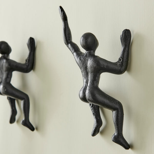 Danya B "Wall Climber" Cast Iron Decorative Black Wall Mount Hooks (Set Of 2)