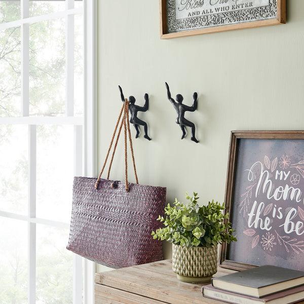 danya b "Wall Climber" Cast Iron Decorative Black Wall Mount Hooks (Set of 2)