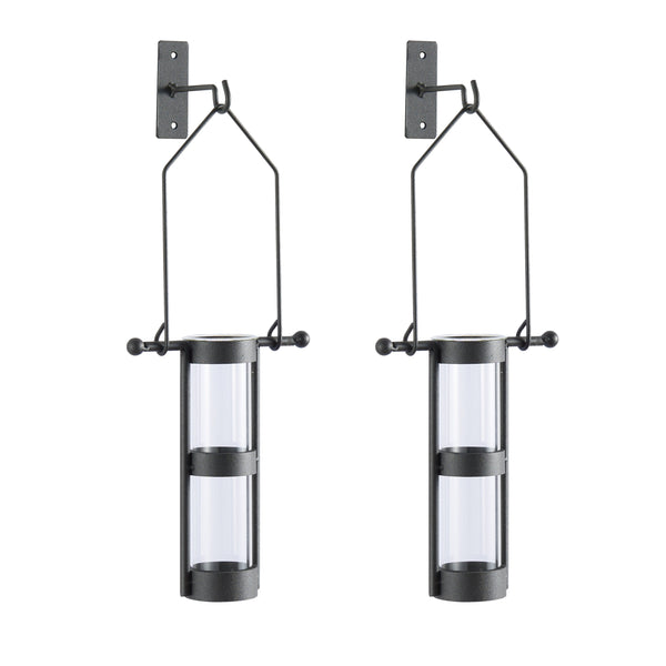 Danya B Wall Mount Hanging Glass Cylinder Vase Set With Metal Cradle And Hook