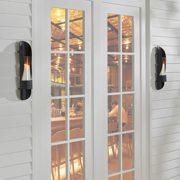 Danya B Wall Mount Hugging Metal Candle Sconces With Glass Inserts - (Set Of 2) - Black