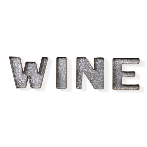 Danya B Wall Mount "WINE" Letter Set Cork Holder - Galvanized Sheet Metal